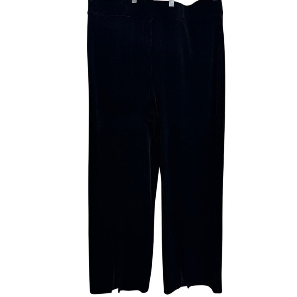 Spanx Velvet Wide Leg Pants Black Sz 1X/18-20 Front Slit